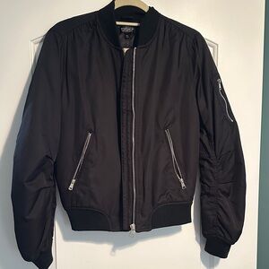 Topshop Black Bomber Jacket with Silver Hardware